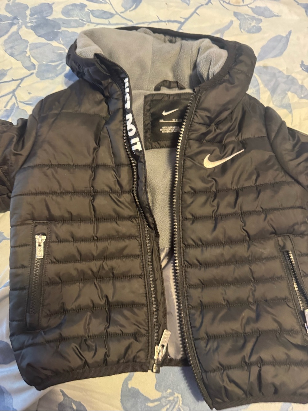 Nike kids Black Quilted Puffer Jacket with Hood